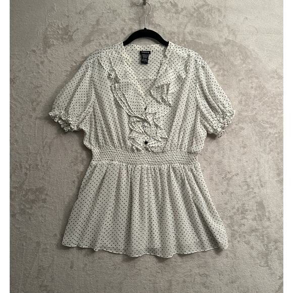 torrid Tops - Torrid Retro Romantic Ruffle Chiffon Polka Dot Prairie Blouse Size 1X and 14